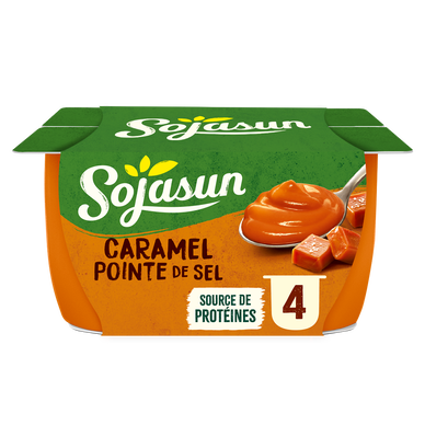Spécialité au soja sucré.caramel pointe de sel SOJASUN 4x100g