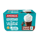 Liégeois végétal chocolat ANDROS GOURMAND & VEGETAL 4x90g