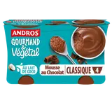 Mousse végétale chocolat ANDROS GOURMAND & VEGETAL 4x55g