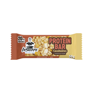 Barre protéinée aux cacahuètes  enrobée de chocolat noir INSHAPE NUTRITION, 50g