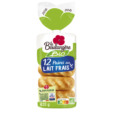 Pain au lait LA BOULANGERE BIO, X12 420g