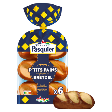 Petits pains sandwichs façon bretzel aux céréales BRIOCHES PASQUIERx6 270g