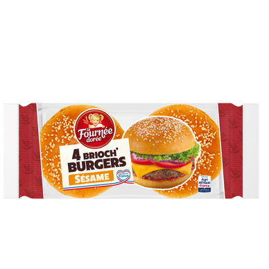 Pains Burger Brioch' burger sésame LA FOURNEE DOREE, x4 soit 250g