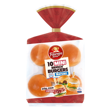 Pains Burger Mini brioch' burger LA FOURNEE DOREE, x10 soit 200g