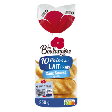 Pains au lait sans sucres ajoutés LA BOULANGERE x10 350g
