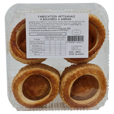 Bouchée ronde à garnir, 4 pièces, sous blister, 140g