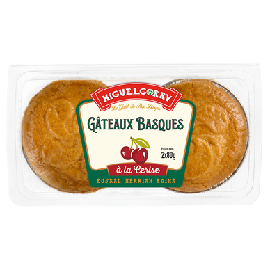 Gâteau basque à la cerise noire, 2pièces, barquette 160g