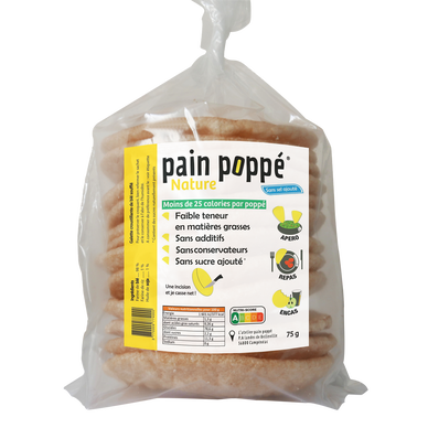 Pain poppé nature, sachet 75g