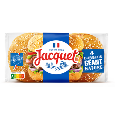 Pains Burger Géant Nature Sans Additifs JACQUETx4 - 330g