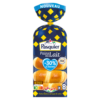 Pains au lait PASQUIER x8 280g -30% de sucre