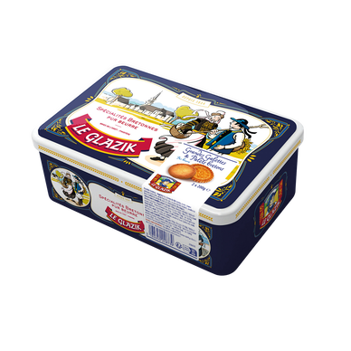 Assortiment palets breton - grandes galettes bretonnes, BISCUITERIE LEGLAZIK, boîte en métal, 400g