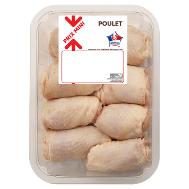 Haut de cuisse de poulet blanc, PRIX MINI, France, barquette 1kg