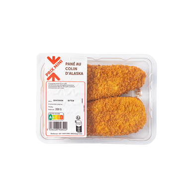 Pané au colin d'Alaska, PRIX MINI,transformé en France, 200g