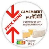 Camembert au lait pasteurisé, 21% de MG, PRIX MINI 250g