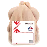 Poulet entier entier blanc prêt à cuire, PRIX MINI, France - 1,3kg