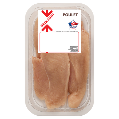 Escalope poulet blanc extra fines, PRIX MINI, France, barquette 400g