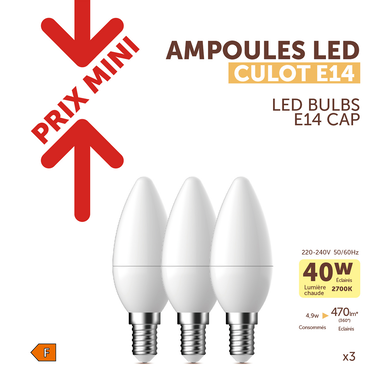 Ampoule LED flamme 40w E14 - x3