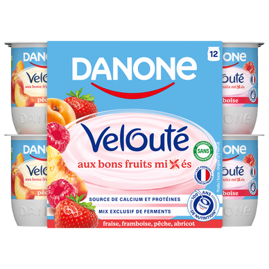 Yaourt brassé aux fruits mixés VELOUTE DANONE - 12x125g