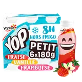 Yaourt à boire panaché fraise, vanille, framboise P'TIT YOP - 6x180g