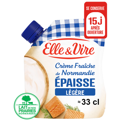 Crème fraîche épaisse légère 12% MG ELLE&VIRE - poche 33cl