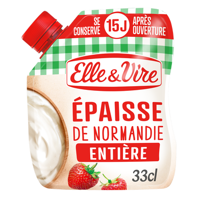 Crème fraîche épaisse entière 30% MG ELLE&VIRE - poche 33cl