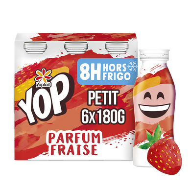 Yaourt à boire aromatisé fraise P'TIT YOP - 6x180g