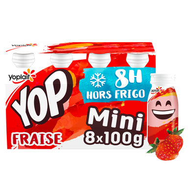 Yaourt à boire aromatisé fraise MINI YOP - 8x100g
