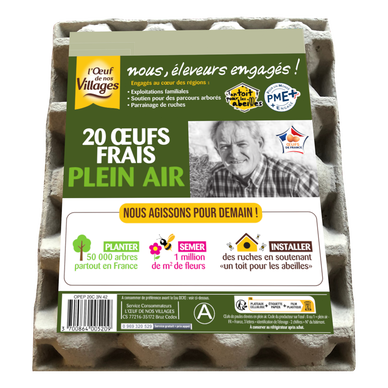 Oeufs Plein air L'OEUF DE NOS VILLAGES - Plateau de 20
