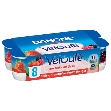 Yaourt brassé aux fruits mixés fruits rouges VELOUTE DANONE - 8x125g