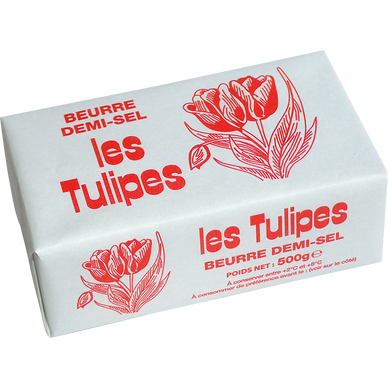 Beurre demi sel LES TULIPES, plaquette de 500g