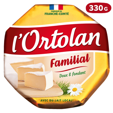 Fromage au lait pasteurisé L'Ortolan  28%MG FROMAGERIE MILLERET 330g