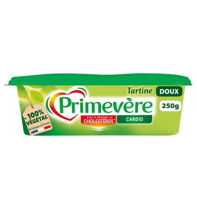 Matière grasse à tartiner doux PRIMEVERE tartine, 55%MG, barquette de250g