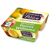 Dessert fruitier Poire Sans Sucres Ajoutés CHARLES & ALICE - 4 pots de100g