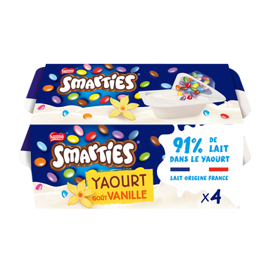 Yaourts arômatisés vanille billes chocolat SMARTIES - 4x120g