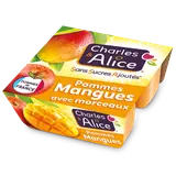 Dessert fruitier Pomme Mangue Sans Sucres Ajoutés CHARLES & ALICE -4 pots de 100g