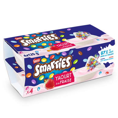 Yaourts arômatisés fraise billes chocolat SMARTIES - 4x120g