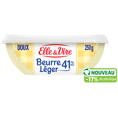 Beurre allégé doux 41% MG ELLE&VIRE - barquette 250g