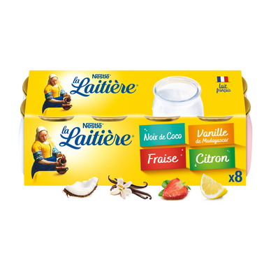 Yaourts arômatisés panachés au lait entier LA LAITIERE - 8x125g