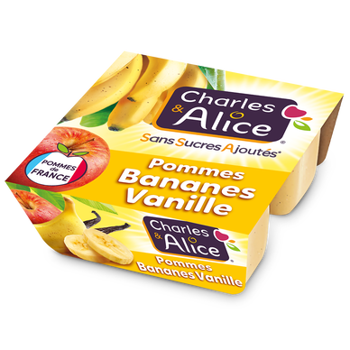 Dessert fruitier Pomme Banane Sans Sucres Ajoutés CHARLES & ALICE -4 pots de 100g