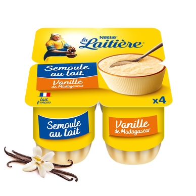 Semoule au lait Vanille LA LAITIERE - 4 pots de 115g