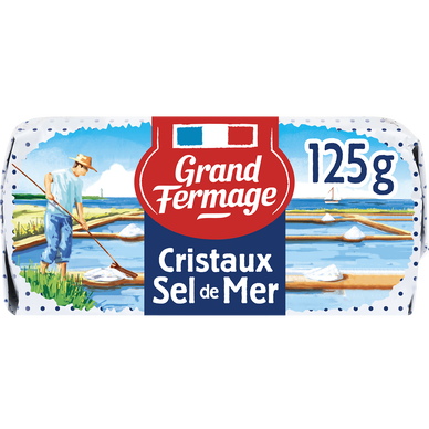 Beurre aux cristaux de sel Noirmoutier GRAND FERMAGE, 80% de MG, 125g