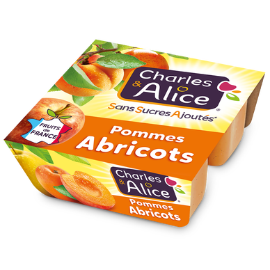 Dessert fruitier Pomme Abricot Sans Sucres Ajoutés CHARLES & ALICE -4pots de 100g