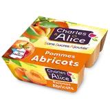 Dessert fruitier Pomme Abricot Sans Sucres Ajoutés CHARLES & ALICE -4pots de 100g