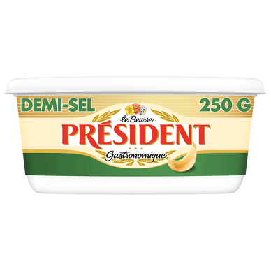 Beurre demi-sel 80% de matière grasse PRESIDENT, barquette de 250g