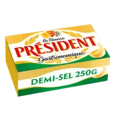 Beurre gastronomique demi-sel PRÉSIDENT, 80%mg, plaquette de 250g