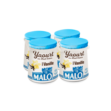 Yaourt aromatisé vanille MALO pot carton 4x125g