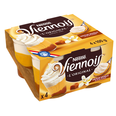 Liégeois Vanille sur lit de caramel VIENNOIS - 4 pots de 100g