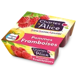 Dessert fruitier Pomme Framboise Sans Sucres Ajoutés CHARLES & ALICE -4 pots de 100g