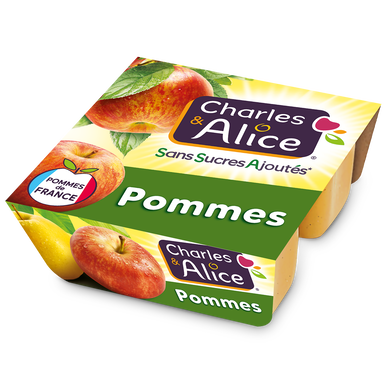Dessert fruitier Pomme Sans sucres ajoutés CHARLES & ALICE - 4 pots de100g