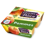 Dessert fruitier Pomme Sans sucres ajoutés CHARLES & ALICE - 4 pots de100g
